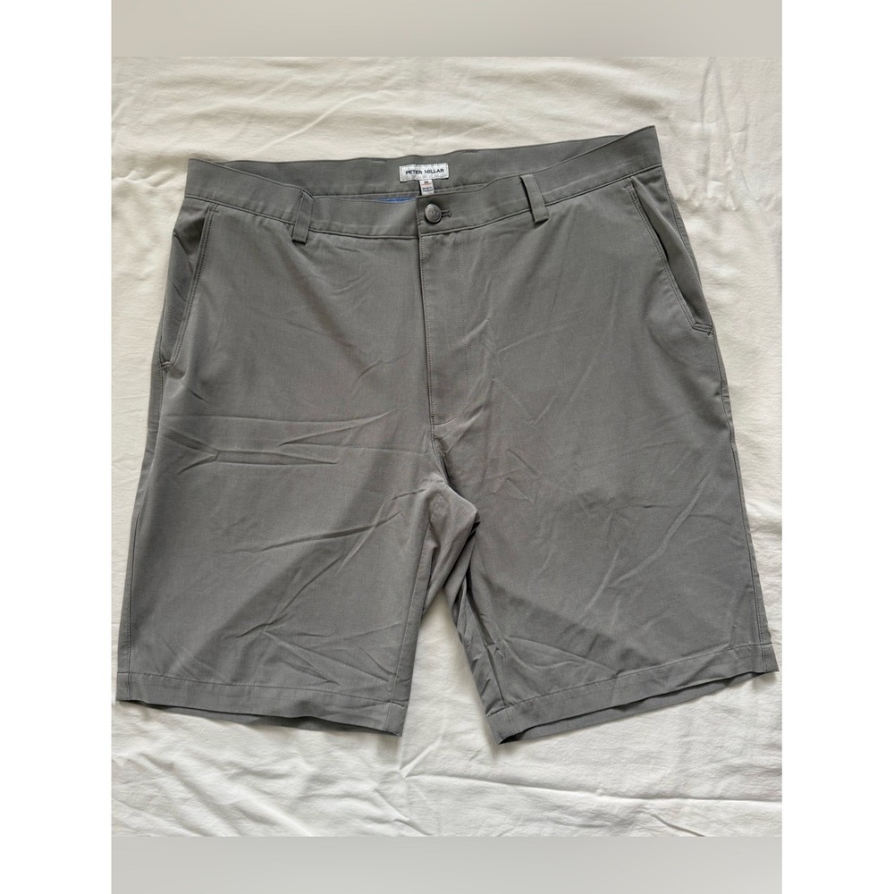 Peter Millar Gray Performance Golf Shorts Men's Size 36 Stretch Lightweight